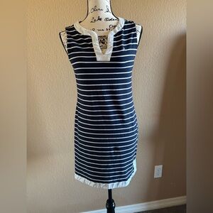 Nautica Navy and White Striped Dress